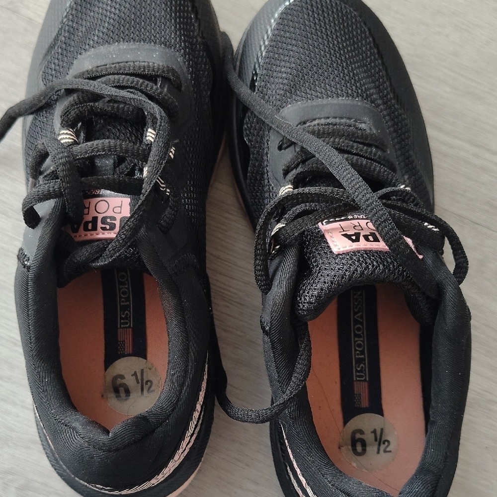 US Polo Assn Sport Womens Black‎ Rose Gold Mesh Sneakers USPA All Trek 6.5 - Picture 3 of 6
